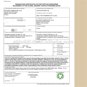 Tela de punto de algodón orgánico certificado GOTS 100% para camiseta Oeko-Tex 100 tejido de algodón orgánico certificado - Product Image 2