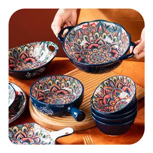 Modern Bohemian Ceramic Tableware Set Household Baking Tray and Assorted Dinner Dishes