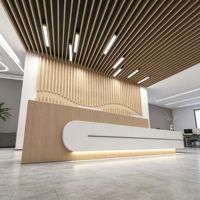 Comptoir de réception moderne en bois courbé avec éclairage LED, comptoir d'accueil d'hôtel, mobilier de réception pour 2 personnes, salon de beauté, bureau