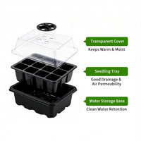 Kit de démarrage de semis ventilé et réglable avec dôme d'humidité transparent, mini propagateur à 12 cellules pour semis et plateaux de pépinière