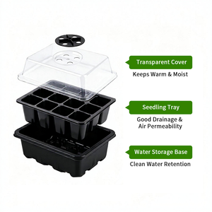 Adjustable Vented Seedling Starter Tray Kit with Clear Humidity Dome 12 Cell Mini <strong>Propagator</strong> for Seed Starting Nursery Trays - Product Image 4