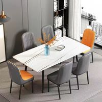 Mobilier de salle à manger moderne et luxueux Table de cuisine Ensemble table et chaises en marbre et pierre frittée Table de salle à manger moderne