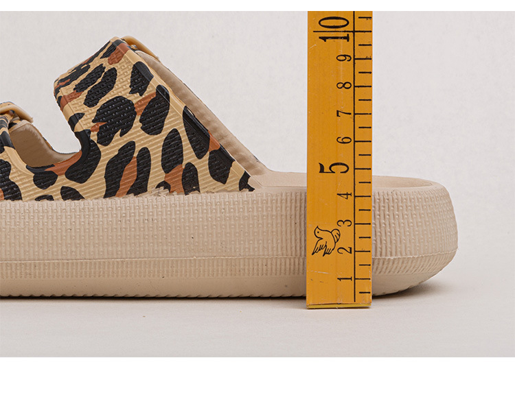 Cheap Wholesale Leopard-print Double Buckle Ladies Sliders Slipper Women Slippers Sandals