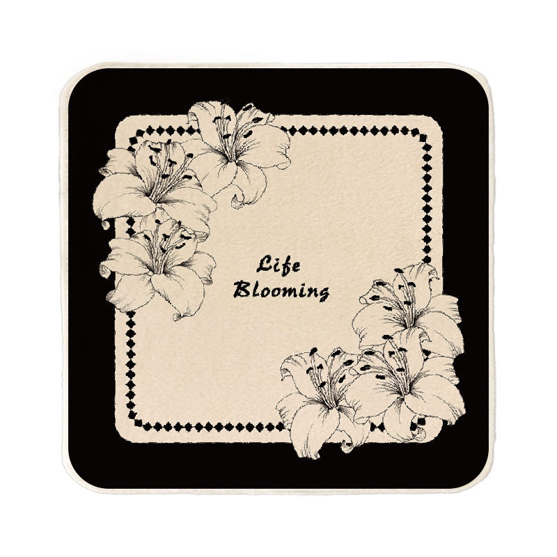 Hibiscus Flower Garden Black Rectangular Seat Cushion