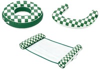 Ensemble de hamac flottant gonflable rayé pour piscine et plage, avec appui-tête et siège annulaire pour enfants et adultes