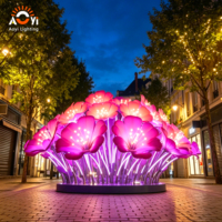 Lámpara de Paisaje con Escultura Floral, Acrílica, Estilo de Arte Moderno para Calle Comercial o Plaza Cultural