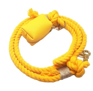 Correa de algodón 100 para perro, arnés de Collar de bolso a juego, todos los colores, asas de cuero genuino, longitud personalizada, azul, alta calidad - Product Image 3