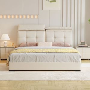 Cama Doble de 1.8m Estilo Italiano con Almacenamiento, Cojín Suave, Base Baja, Diseño Moderno, Cama Matrimonial para Recámara Principal - Product Image 2