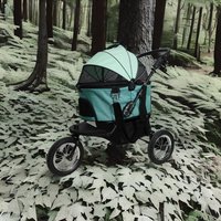 Poussette pour animaux de compagnie à 3 roues de style moderne et luxueuse, pliable, pour la course à pied, les voyages, avec jantes en acier amovibles, pour chiens de taille moyenne, fabrication