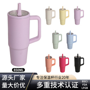Simple 30oz <b>Double</b>-<b>walled</b> Insulated Tumbler Leak-proof Foldable Spout With Handle Travel <b>Mug</b> - Product Image 5