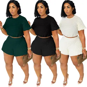 Sommer große plus Größe trend ige Plus Size Damen bekleidung Kleidung Workout Sweat suit 2 Stück Shorts Set Trainings anzug plus Größe