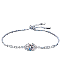 Bracelet ajustable en argent sterling 925 avec halo ovale en moissanite, bijoux de mariage de luxe pour femmes, fabriqué par Source Jewelry Factory