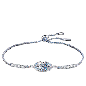 Bracelet en argent sterling 925 de luxe réglable XRZ013 avec moissanite couleur D 1 carat, bijoux fins pour femmes et filles pour les mariages - Product Image 1