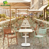 Plateau de table carré en pierre frittée imperméable SUNLAND de 60 cm avec bord en aluminium pour extérieur et usage professionnel Horeca Café