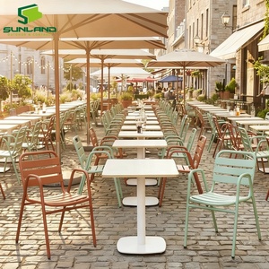 Plateau de table carré en pierre frittée imperméable SUNLAND de 60 cm avec bord en aluminium pour extérieur et usage professionnel Horeca Café - Product Image 6