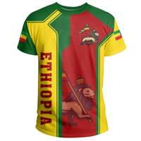 T-shirt éthiopien sur mesure pour hommes T-shirts à col rond à manches courtes bon marché T-shirts à la mode Tendance vêtements en polyester