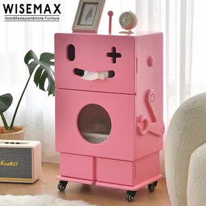 Muebles WISEMAX, Mesa Esquinera de Diseño Contemporáneo, Forma de Robot Amarillo, Cómoda Extraíble con 3 Cajones para Sala de Estar u Hotel - Product Image 3