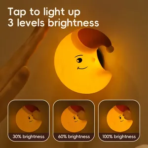 Lampe murale LED <span class=keywords><strong>rechargeable</strong></span> en silicone, veilleuse <span class=keywords><strong>lune</strong></span> pour bébé, intensité réglable, portable, mignonne, pour chambre d'enfant, décorative, à fixer - Product Image 5