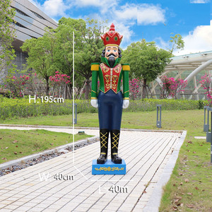 Statua Schiaccianoci a grandezza naturale in fibra di vetro per esterni, impermeabile, stile Art Déco, scultura decorativa natalizia a forma di soldato re per centri commerciali e giardini - Product Image 4
