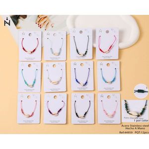 Shell Agate <b>Bracelet</b> Acero Stainless Steel Hecho A Mano 12pcs <b>Set</b> Fashion Beaded Jewelry - Product Image 3