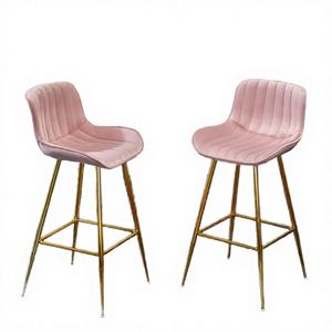 Taburete de Bar de Terciopelo de Lujo, Ajustable, con Reposapiés Cromado y Patas Doradas, Taburete Moderno para Barra de Cocina, Hogar u Hotel - Product Image 3