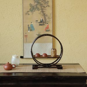 Étagère à thé en bambou violet, type circulaire sur pied, pour la décoration de la salle de thé - Product Image 2