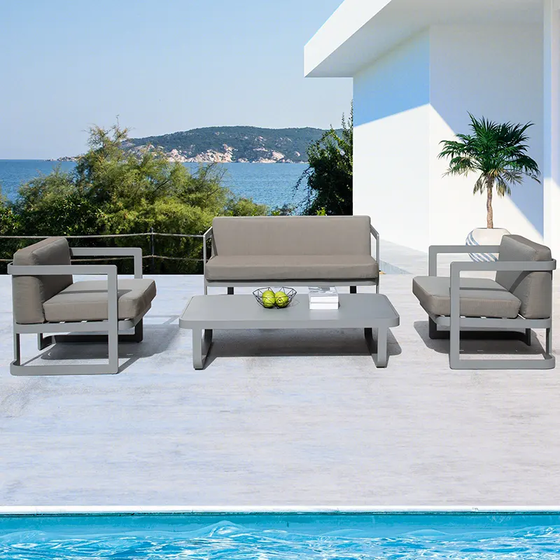 Fabriek Hot Selling Outdoor Hotel Terras Aluminium Sofa Villa Tuin Vrije Tijd Metalen Stoel Aluminium Moderne Meubels