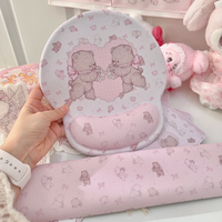 Tapis de souris en gel rose personnalisé avec repose-poignet souple pour filles, idéal pour le gaming, l'ordinateur, le bureau à domicile, et tapis de clavier en caoutchouc silicone