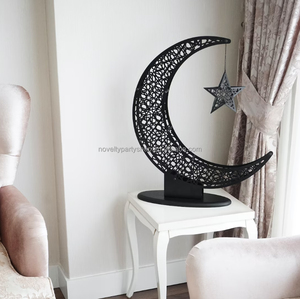 Novedad decoración musulmana Ramadán Mubarak Luna Ramadán decoración para el hogar 3D Metal independiente media luna Decoración - Product Image 6