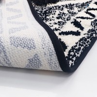Black White Boho Geometric Tassel Bath Runner Mat Soft Plush Tufted Non Slip Water Absorbent Bathroom Rug