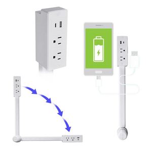 Extensor de Enchufe Eléctrico con 2 Tomas de Corriente Estadounidenses y 2 Puertos de Carga USB, Extensor de Enchufe de 22 Pulgadas Giratorio para Usar Detrás de Sofás - Product Image 2