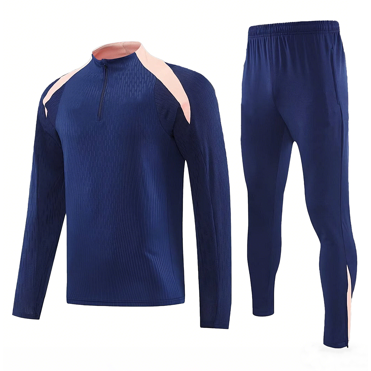 Completo da allenamento per calcio a maniche lunghe blu stile francese