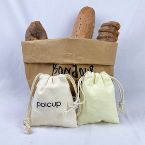 Sac à cordon en coton biologique 100% couleur naturelle, sac anti-poussière tendance - Product Image 6