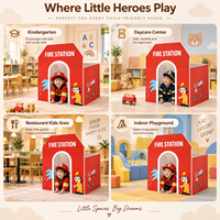 Maisonnette de jeu en bois personnalisée OEM/ODM pour enfants, thème intérieur (maternelle, caserne de pompiers, hôpital, clinique vétérinaire)