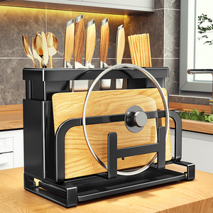 Support de rangement multifonctionnel pour couteaux avec support pour planche à découper, baguettes, couvercles de casseroles et ustensiles de cuisine - Product Image 1