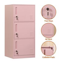 Casier vertical métallique pliable moderne à 3 portes réglables pour usage hôtelier, idéal pour ranger jouets, vêtements, équipements sportifs, avec dispositif anti-basculement