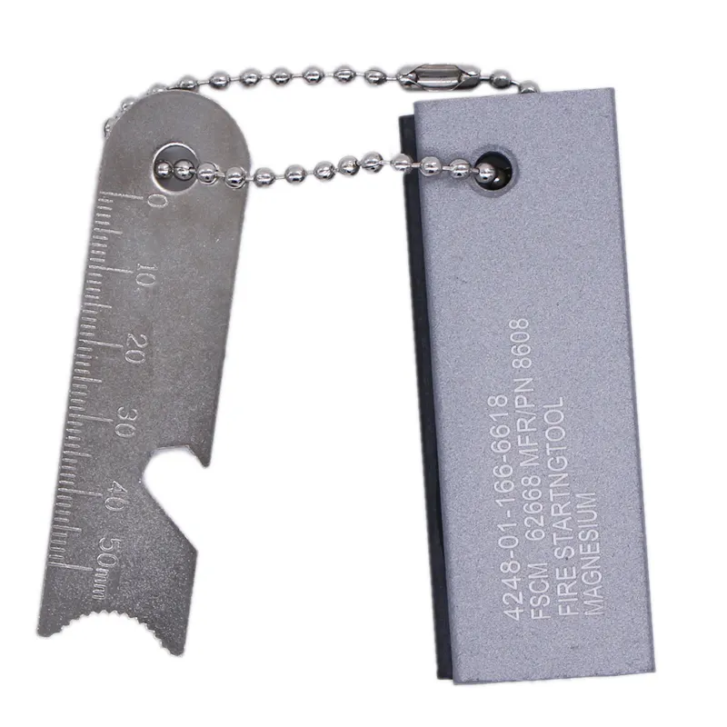 Pocket Key Chain Camping Outdoor Survival Kit Magnesium Firesteel Block with Steel Scraper