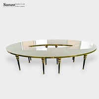 Table de banquet en acier inoxydable de style moderne, buffet en verre pour dîner, mariage, événement, hôtel, salon extérieur