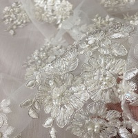 Tissu en dentelle métallique pour robe de mariée avec tulle à sequins lourdement orné pour robes de mariée et fêtes 100% polyester Filles