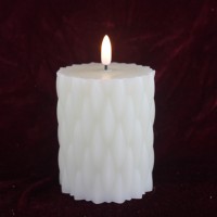 Bougies cylindriques LED à flamme mobile en cire véritable blanche, sans flamme, pour décoration d'hôtel et de mariage, lot de bougies LED