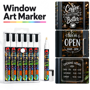 Set di <span class=keywords><strong>Pennarelli</strong></span> a Gesso Liquido Bianchi per Vetro, <span class=keywords><strong>Lavagna</strong></span>, Finestre e Arte - Product Image 4