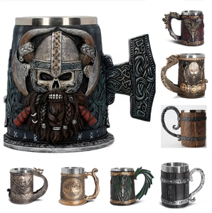 Tazas Creativas Viking General WJA24, Taza Mítica <span class=keywords><strong>Noruega</strong></span> con Diseño de Barril de Madera de Guerrero Medieval, Taza con Estatua Vikinga de Thor, Personalizable - Product Image 3