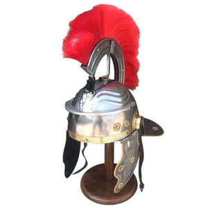Casco de Centurión Medieval y Armadura Romana de Acero Suave con Pluma Roja, Colección de Cosplay de Caballero Antiguo, Accesorio Decorativo Pulido - Product Image 1