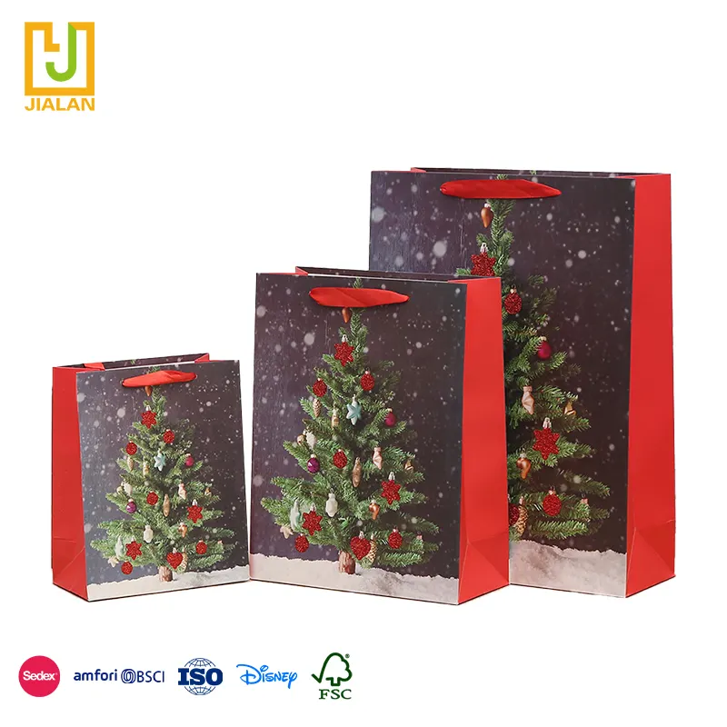 高品質クリスマステーマパターンクリスマスショッピングクリスマスパーティーワインギフト包装販促用紙袋