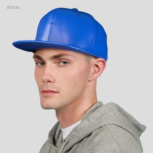 หมวกแก๊ปหนัง PU ปีกแบนแบบ Snapback สำหรับผู้ใหญ่ สีพื้น ทรงพอดีศีรษะ สไตล์ฮิปฮอป - Product Image 6