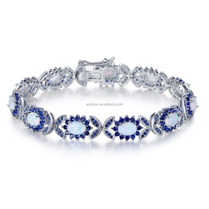 <span class=keywords><strong>Bracelet</strong></span> élégant à maillons en forme de fleur d'<span class=keywords><strong>opale</strong></span> blanche <span class=keywords><strong>avec</strong></span> améthyste - Product Image 2