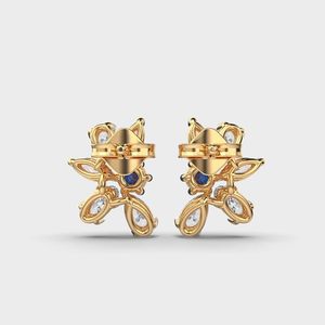Boucles d'oreilles clous en moissanite KF, forme fleur, plaqué or, cuivre, pour femmes et hommes, anniversaire, mariage <span class=keywords><strong>FIZA</strong></span>_GSTUD_0454 - Product Image 5