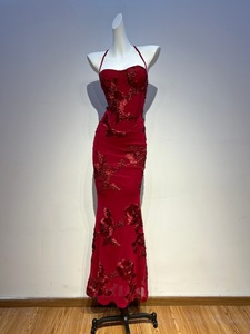 Robe <span class=keywords><strong>de</strong></span> soirée maxi résistante, dos nu sexy, à lacets, col bateau, silhouette trapèze, taille naturelle simple, export <span class=keywords><strong>Europe</strong></span> Amérique - Product Image 2