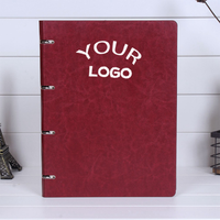 Vente en gros de carnets A4 personnalisés avec reliure à 4 anneaux, carnet de notes à reliure à spirale à feuilles mobiles, carnet de notes en cuir PU avec logo de marque