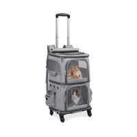 Sac à dos de transport pour chat double couche transfrontalier, poussette pour animaux de compagnie, sac à dos portable pour chat, grande capacité, respirant, détachable, valise-chariot pour animaux